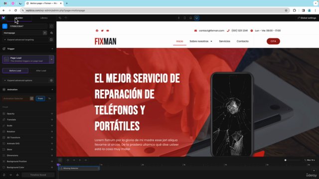 Curso de animación en WordPress con Motion Page – Screenshot 4