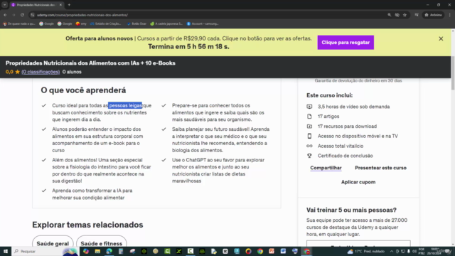 Propriedades Nutricionais dos Alimentos com IAs + 10 e-Books – Screenshot 1