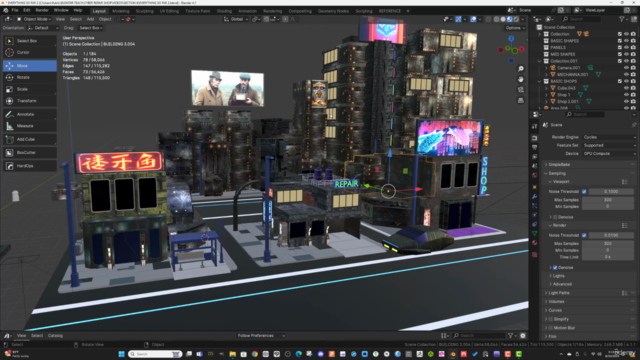 Low Poly Scifi : Cyberpunk Shops (Project Based) – Screenshot 2