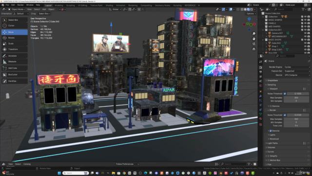 Low Poly Scifi : Cyberpunk Shops (Project Based) – Screenshot 4