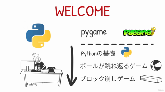 【初心者向け】Pythonでゲーム作りに挑戦!pygameを使ってpythonでブロック崩しゲームを作ってみよう! – Screenshot 4