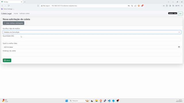 Sistema de Coleta de Resíduos com Codeigniter 4 e Vue JS 3 – Screenshot 1