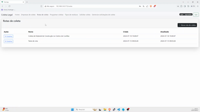 Sistema de Coleta de Resíduos com Codeigniter 4 e Vue JS 3 – Screenshot 2
