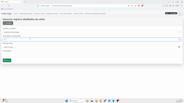Sistema de Coleta de Resíduos com Codeigniter 4 e Vue JS 3 – Screenshot 3