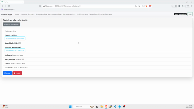 Sistema de Coleta de Resíduos com Codeigniter 4 e Vue JS 3 – Screenshot 4