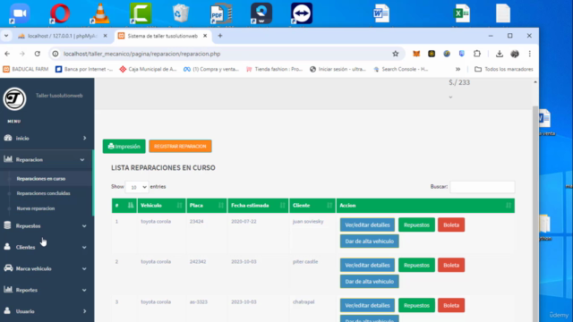 sistema de taller mecanico php mysql con codigo – Screenshot 2