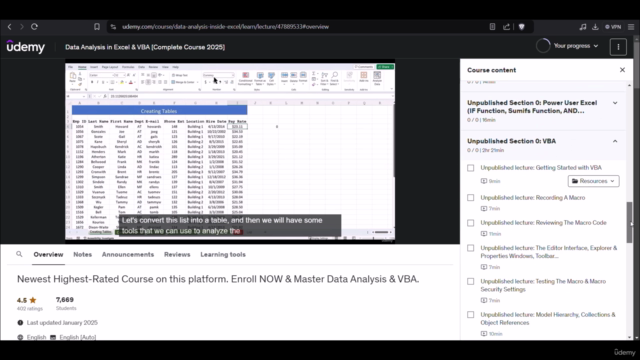 Data Analysis in Excel & VBA [Complete Course 2025] – Screenshot 2
