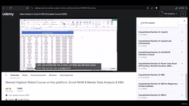 Data Analysis in Excel & VBA [Complete Course 2025] – Screenshot 4