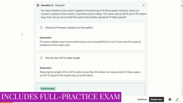 CompTIA Network+ (N10-008) Certification Mock Exam Test – Screenshot 1
