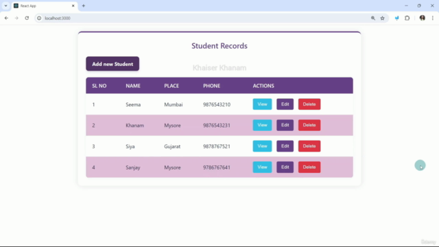React CRUD Operation with API Integration – Screenshot 1