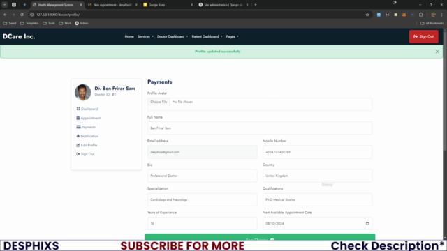 Hospital Management System Using Django – Screenshot 4