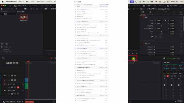 DaVinci Resolve 19 エディットページ入門講座:解説動画の編集を最短で習得しよう。 – Screenshot 2