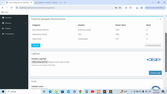 Sistema de inventario y notificaciones con php8, PDO y MVC – Screenshot 1