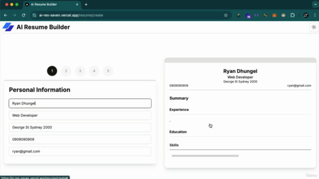 AI Multi Step Resume Builder - React NextJs ShadcnUI MongoDB – Screenshot 1