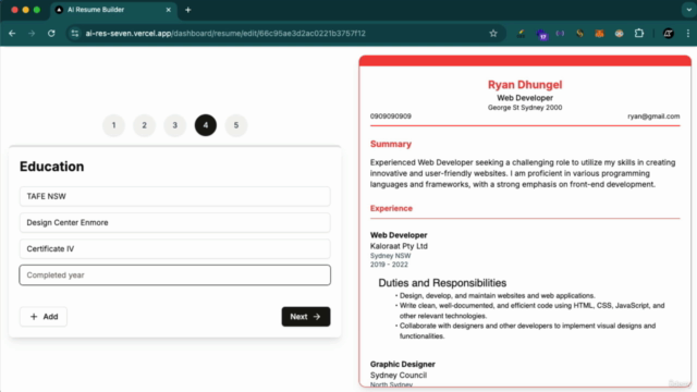 AI Multi Step Resume Builder - React NextJs ShadcnUI MongoDB – Screenshot 3
