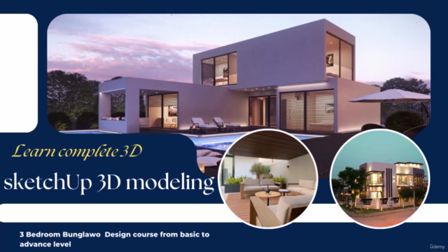 Hidden Roof 3bed SketchUp Pro from basic to advance level. – Screenshot 1