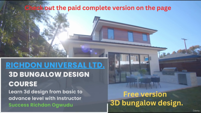 3Bedrom Bungalow SketchUp from basic to advance Free version – Screenshot 1