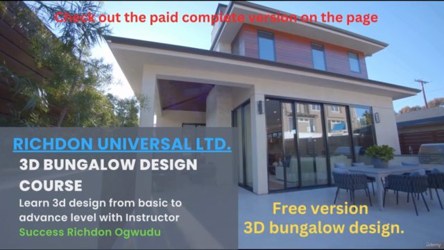 3Bedrom Bungalow SketchUp from basic to advance Free version – Screenshot 2