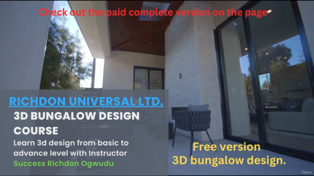 3Bedrom Bungalow SketchUp from basic to advance Free version – Screenshot 4