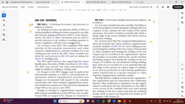 Calificación de procedimientos de soldadura (WPS) ASME IX – Screenshot 1