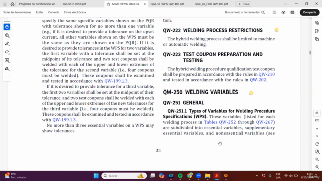 Calificación de procedimientos de soldadura (WPS) ASME IX – Screenshot 2