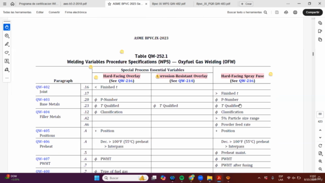 Calificación de procedimientos de soldadura (WPS) ASME IX – Screenshot 3