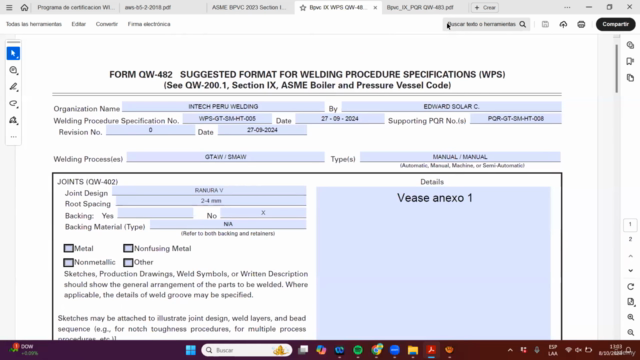 Calificación de procedimientos de soldadura (WPS) ASME IX – Screenshot 4