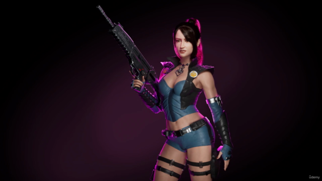 Female Assassin Game Character Creation in Blender – Screenshot 4