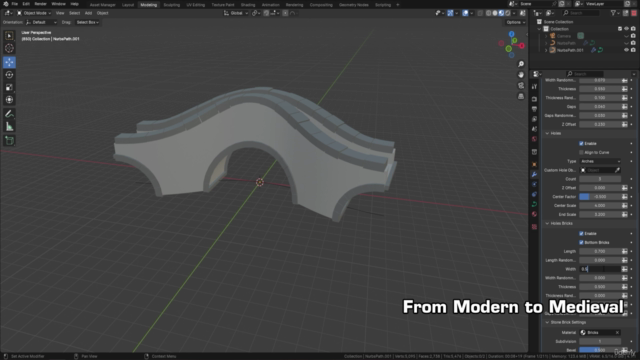 Blender Geometry Nodes – Procedural Bridge Generator – Screenshot 1