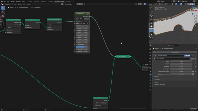 Blender Geometry Nodes – Procedural Bridge Generator – Screenshot 4
