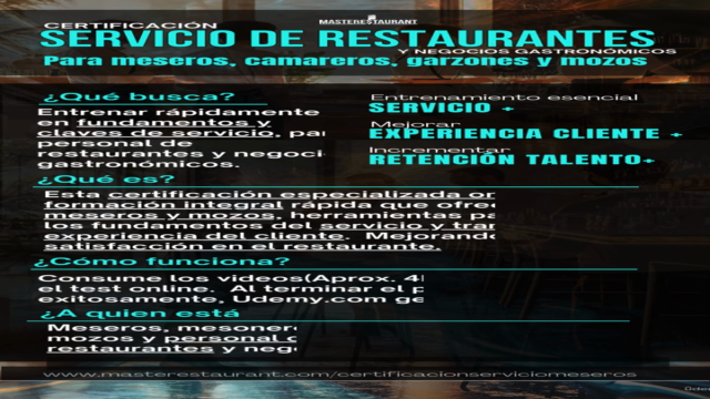 Certificación en servicio de restaurantes para meseros – Screenshot 4