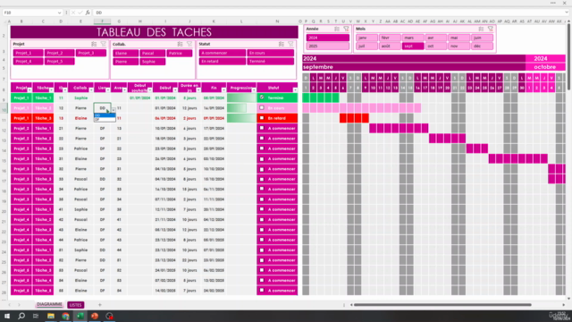 Microsoft Excel - Création d'un diagramme de Gantt – Screenshot 1
