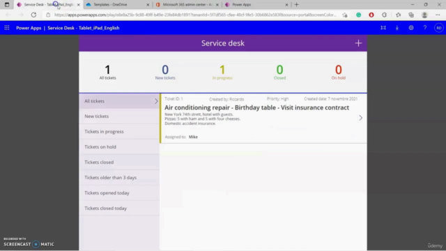 PowerApps Microsoft 365. Remote-Ticketverwaltung – Screenshot 1