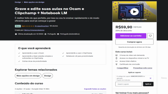 Grave e edite suas aulas no Ocam e Clipchamp + Notebook LM – Screenshot 4