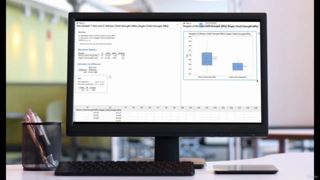 2-Sample T-Test in Minitab – Tabtrainer® Quality Benchmark – Screenshot 4