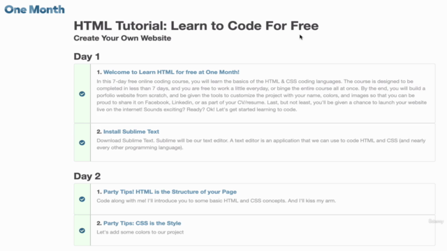 One Month HTML: Learn to Code For Free – Screenshot 4