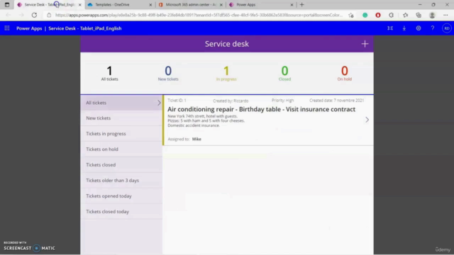 PowerApps Microsoft 365. Quản lý vé từ xa – Screenshot 1