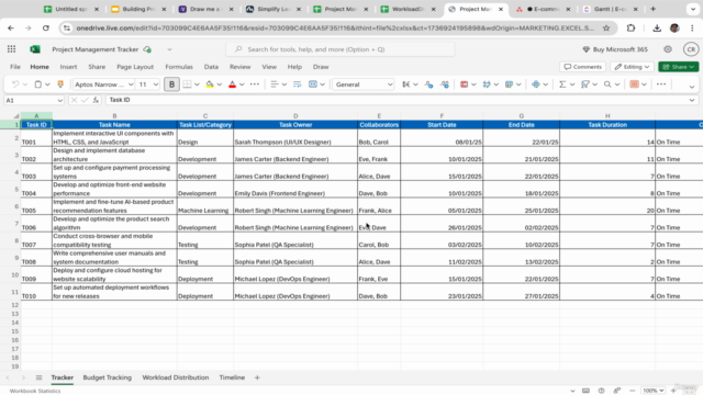 Build Project Management & Task Management Tracker in Excel – Screenshot 3