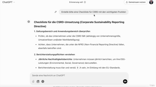 ChatGPT - Nachhaltigkeit im Unternehmen – Screenshot 1