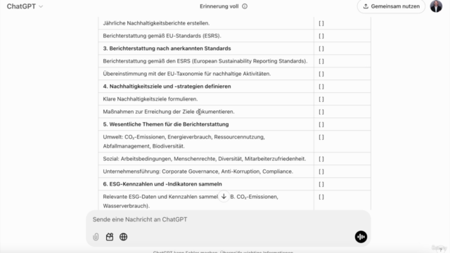 ChatGPT - Nachhaltigkeit im Unternehmen – Screenshot 3