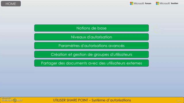 Administration des autorisations dans Share Point. 46 PPT – Screenshot 2