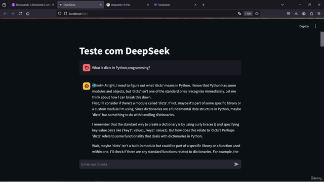 Dominando o DeepSeek: Integração de IA, App Web e Deploy – Screenshot 4