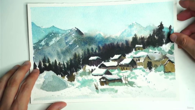 Mastering Snowy Landscapes in Watercolor – Screenshot 4