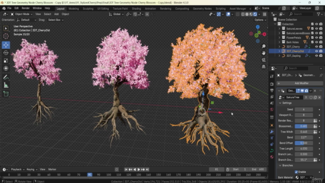 3D Trees with Blender Geometry Nodes – Screenshot 1