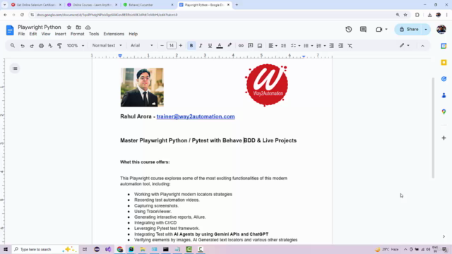 Playwright Python / Pytest with Behave BDD & Live Projects – Screenshot 1