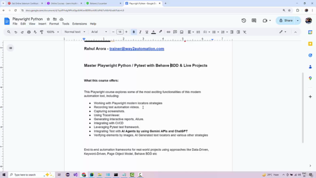 Playwright Python / Pytest with Behave BDD & Live Projects – Screenshot 2