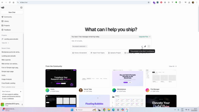 Curso de creación de paginas web con V0 basico en 2025. – Screenshot 1
