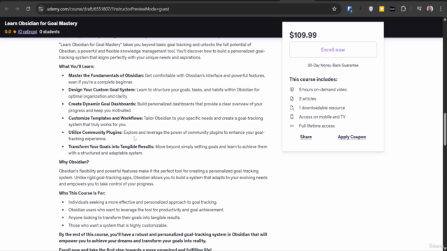Learn Obsidian for Goal Mastery – Screenshot 1