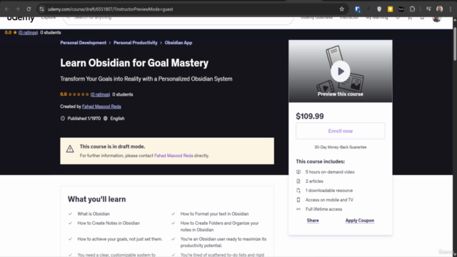 Learn Obsidian for Goal Mastery – Screenshot 2