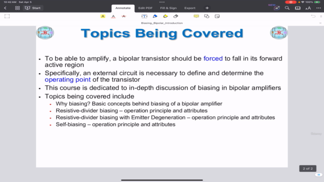Microelectronics - Biasing Concept in Bipolar Amplifiers – Screenshot 1